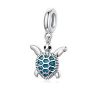 ZUOHUI Ciondolo tartaruga fai da te in argento sterling 925 con rivestimento in resina blu - Accessorio for la creazione di gioielli ispirato all'oceano for bracciali e collane | Regalo perfetto for c