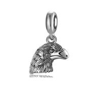 ZUOHUI Ciondolo testa d'aquila ossidata in argento sterling S925 da donna for bracciali Pandora Creazione di gioielli fai da te, perlina di uccello punk unisex
