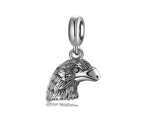 ZUOHUI Ciondolo testa d'aquila ossidata in argento sterling S925 da donna for bracciali Pandora Creazione di gioielli fai da te, perlina di uccello punk unisex