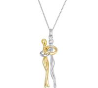 ZUOHUI Collana “Abbraccio madre-figlia” da donna, argento sterling 925, ciondolo con coppia abbracciata, catena a maglia grumetta, ipoallergenica, regolabile, regalo per la mamma(BSN450)