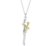 ZUOHUI Collana “Abbraccio madre-figlia” da donna, argento sterling 925, ciondolo con coppia abbracciata, catena a maglia grumetta, ipoallergenica, regolabile, regalo per la mamma(BSN437)
