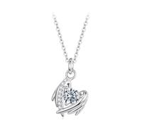 ZUOHUI Collana con ali di cuore in Moissanite da 0,5 ct for donna Argento sterling 925 Ipoallergenico Flash O Catena Volante Ciondolo d'amore Regalo for il suo anniversario di San Valentino