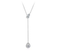 ZUOHUI Collana in argento sterling S925 con catena a Y e pendente a goccia a V profondo con moissanite: regalo di lusso leggero da indossare a strati per lei
