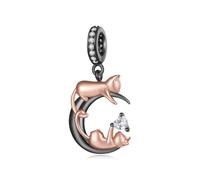 ZUOHUI Gatto Luna Charm in Rame Placcato for Pandora Bracciale DIY