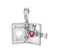 ZUOHUI Libro Lettera d'Amore Charm in Rame Placcato for Pandora DIY | Pendente Cuore Libro Aperto platino compatibile con Troll Biagi Chamilia Bracciale Vintage Forniture Gioielleria Regalo Lei