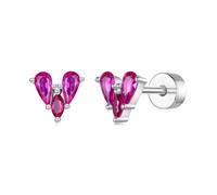 ZUOHUI Orecchini a bottone a forma di cuore in argento sterling S925 e oro rosa scintillante for donna, design geometrico ipoallergenico for uso quotidiano, pendolarismo e feste