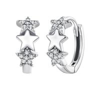ZUOHUI Orecchini a bottone a forma di stella in argento Sterling S925 for donna, piccoli cerchi ipoallergenici senza nichel, regalo alla moda for il viaggio e for il compleanno