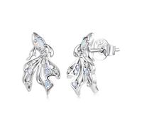 ZUOHUI Orecchini a bottone con opale di pesce Betta in argento sterling S925 for donne - Orecchini animali colorati da sogno for orecchie sensibili, regalo quotidiano for l'ufficio