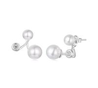 ZUOHUI Orecchini a bottone con perle fronte-retro in argento sterling S925 for donna, orecchini alla moda dallo stile fresco e dolce da indossare ogni giorno e come regalo, ipoallergenici