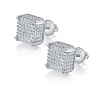 ZUOHUI Orecchini a bottone quadrati in moissanite da 1,07 ct placcati in oro 18 carati S925 | Design geometrico hip-hop for uomo e donna | Chiusura a vite e ipoallergenici(Silver)