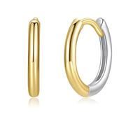 ZUOHUI Orecchini a cerchio geometrici bicolore in argento sterling 925 con chiusura a pressione - Orecchini leggeri e minimalisti for donna | for tutti i giorni e for le feste(SE1218)
