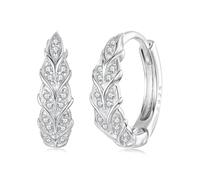ZUOHUI Orecchini a cerchio Huggie da donna in argento sterling 925 con intarsi in zircone autunnale, spighe di grano raccolte e brillanti, for pelli sensibili, con scatola