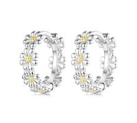 ZUOHUI Orecchini a cerchio Huggie Little Daisy in argento sterling 925 da donna for pelli sensibili, con scatola