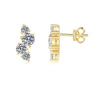 ZUOHUI Orecchini da donna in argento sterling S925 con moissanite for orecchie sensibili, design ipoallergenico push-back, orecchini geometrici minimalisti (14,5x8,7 mm)(Gold)