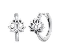ZUOHUI Orecchini Huggie Lotus in argento sterling S925 da donna, chiusura push-back floreale retrò ipoallergenica, piccoli cerchi for orecchie sensibili