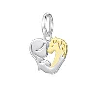ZUOHUI Perlina con ciondolo a forma di cuore in rame - Ciondolo con ragazza e cavallo for braccialetti fai-da-te, regali compatibili con Pandora for lei, donne e adolescenti