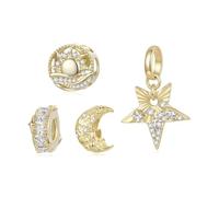 ZUOHUI Perline Charm Stella Luna in Rame Placcato for Pandora Bracciale DIY