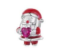 ZUOHUI Perline con ciondolo a forma di Babbo Natale in argento Sterling S925 da donna, compatibili con bracciali e collane Pandora, Biagi, Troll e Chamilia.