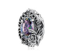 ZUOHUI Perline con ciondolo a forma di rosa misteriosa della notte oscura in argento Sterling S925 da donna, compatibili con bracciali e collane Pandora, Biagi, Troll e Chamilia