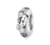 ZUOHUI Perline distanziatrici in silicone a forma di cucciolo giocoso in argento Sterling S925 da donna, compatibili con bracciali e collane Pandora, Biagi, Troll e Chamilia.