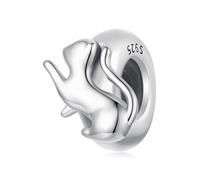 ZUOHUI Perline distanziatrici in silicone a forma di gatto in argento sterling S925 da donna, compatibili con bracciali e collane Pandora, Biagi, Troll e Chamilia.