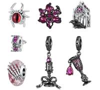 ZUOHUI Set di Charm Halloween 925 Argento Sterlino for Pandora | Gothic compatibile con Troll Biagi Chamilia Bracciale Ragno Teschio Cattedrale Perline Regalo for Lei
