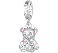 ZUOHUI Set di Perline Charm Orsetto Cuore 925 Argento for Pandora Bracciale | Fiocco Smalto compatibile con Troll Biagi Chamilia Bracciale Carine DIY Forniture Gioielleria Regalo for Lei
