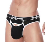 ZUOLAIYIN Slip da uomo con sacchetto a sfera sexy in bambù rigonfiamento che migliora la biancheria intima a vita bassa Open Fly Pouch slip elasticizzato nero grigio blu rosso verde M L XL XXL