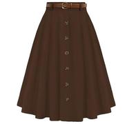 ZUOLAIYIN Summer Women's High Waist Slim Fit Elegant A Line Button Down Half Skirt with Flared Hem, 1 caffè, XL