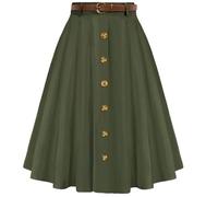 ZUOLAIYIN Summer Women's High Waist Slim Fit Elegant A Line Button Down Half Skirt with Flared Hem, 1 verde, XL