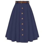 ZUOLAIYIN Summer Women's High Waist Slim Fit Elegant A Line Button Down Half Skirt with Flared Hem, 1 blu profondo, XL