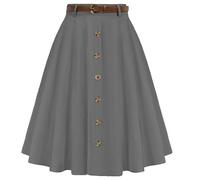 ZUOLAIYIN Summer Women's High Waist Slim Fit Elegant A Line Button Down Half Skirt with Flared Hem, 1 grigio, XL