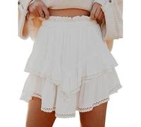 ZUOLAIYIN Summer Women's High Waist Solid Colored Cake Style Mini Skirt Fashionable Half Skirt, 1 bianco, L