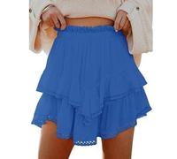ZUOLAIYIN Summer Women's High Waist Solid Colored Cake Style Mini Skirt Fashionable Half Skirt, 1 blu, XL