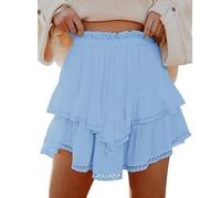 ZUOLAIYIN Summer Women's High Waist Solid Colored Cake Style Mini Skirt Fashionable Half Skirt, 1 blu cielo, S