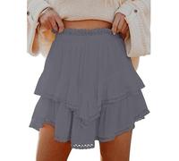 ZUOLAIYIN Summer Women's High Waist Solid Colored Cake Style Mini Skirt Fashionable Half Skirt, 1 grigio, XL
