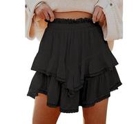 ZUOLAIYIN Summer Women's High Waist Solid Colored Cake Style Mini Skirt Fashionable Half Skirt, 1 nero, S