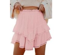 ZUOLAIYIN Summer Women's High Waist Solid Colored Cake Style Mini Skirt Fashionable Half Skirt, 1 rosa, XXL