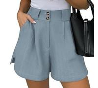 ZUOLAIYIN Summer Women's Loose Wide Leg Elegant Business Commuting Suit Shorts, 1 blu, M
