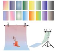 ZUOMIDIE 8 pezzi 16 motivi Photo Gradient Background Paper with T-Shape Backdrop Stand,Double-Sided Waterproof Reusable 34x22in Morandi Photo Tabletop Backdrops for Food Jewelry,Pastry,Cosmetics
