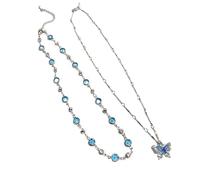 zuousxbs Crystal E Farfalla A Sospensione Crystal E Butterfly Neckchain Accessori Vintage Della Catena Clavicole Regolabili Per Le Femmine Abbigliamento Quotidiano