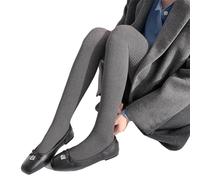 Zuousxbs Donna Inverno Autunno Collant Maglione a Righe Verticali a Coste Tinta Unita in Cotone Caldo Senza Cuciture Calze