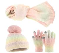 zuousxbs Gradienti Per La Sciarpa E Guanti Cappellino A Maglia Set Donne Adulte Uomini Unisex Magnione A Maglietta Fredda Attività All'aperto Inverno Maglieria Adulti