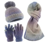 zuousxbs Gradienti Per La Sciarpa E Guanti Cappellino A Maglia Set Donne Adulte Uomini Unisex Magnione A Maglietta Fredda Attività All'aperto Inverno Maglieria Adulti