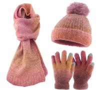 zuousxbs Gradienti Per La Sciarpa E Guanti Cappellino A Maglia Set Donne Adulte Uomini Unisex Magnione A Maglietta Fredda Attività All'aperto Inverno Maglieria Adulti