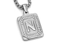 zuousxbs Punk Styles Letter Card Collana In Acciaio Inossidabile Texture A Ciondolo Collana Quadrata Gioielli Per Le Lettere Gioielli Per Le Donne