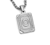 zuousxbs Punk Styles Letter Card Collana In Acciaio Inossidabile Texture A Ciondolo Collana Quadrata Gioielli Per Le Lettere Gioielli Per Le Donne