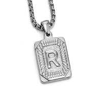 zuousxbs Punk Styles Letter Card Collana In Acciaio Inossidabile Texture A Ciondolo Collana Quadrata Gioielli Per Le Lettere Gioielli Per Le Donne