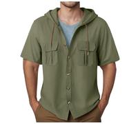 Zuoyue Camicia Manica Corta Uomo Regular Taglio Standard Camicie Uomo Traspirante Leggero con Elasticità Confortevole E Facile Mantenere Camicie Manica Corta Uomini, Vert-b, 3XL