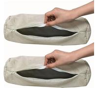 ZUOZHE 2 Pezzi Federa per Cuscino Cilindrico in Lino Traspirante con Cerniera Nascosta | Rotonda di Supporto Corpo Intero | Memory Foam, Schiuma Triturata(#4,20x80cm/8x31in)
